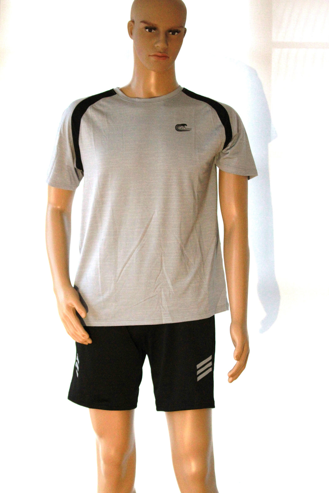 Catspeed Style Men Grey + Black DriFit Sports T-Shirt Fitness Apparel