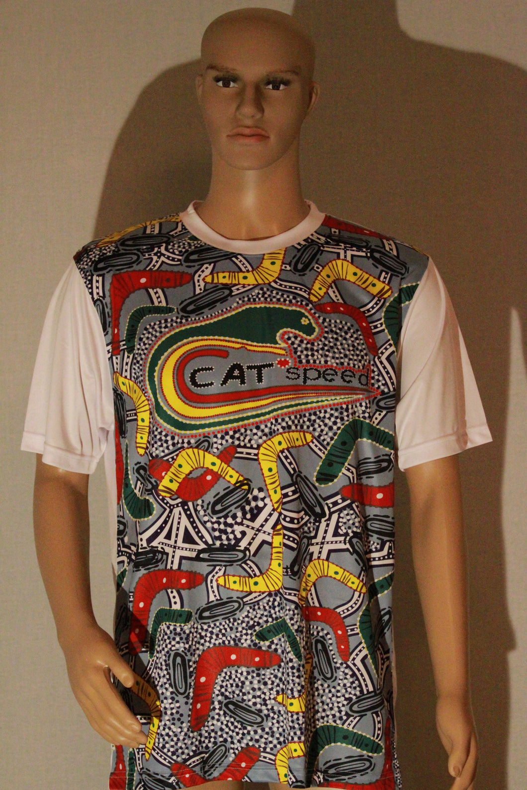 Catspeed Style Unisex White Multi-colour Indigenous T-Shirt Fitness Apparel