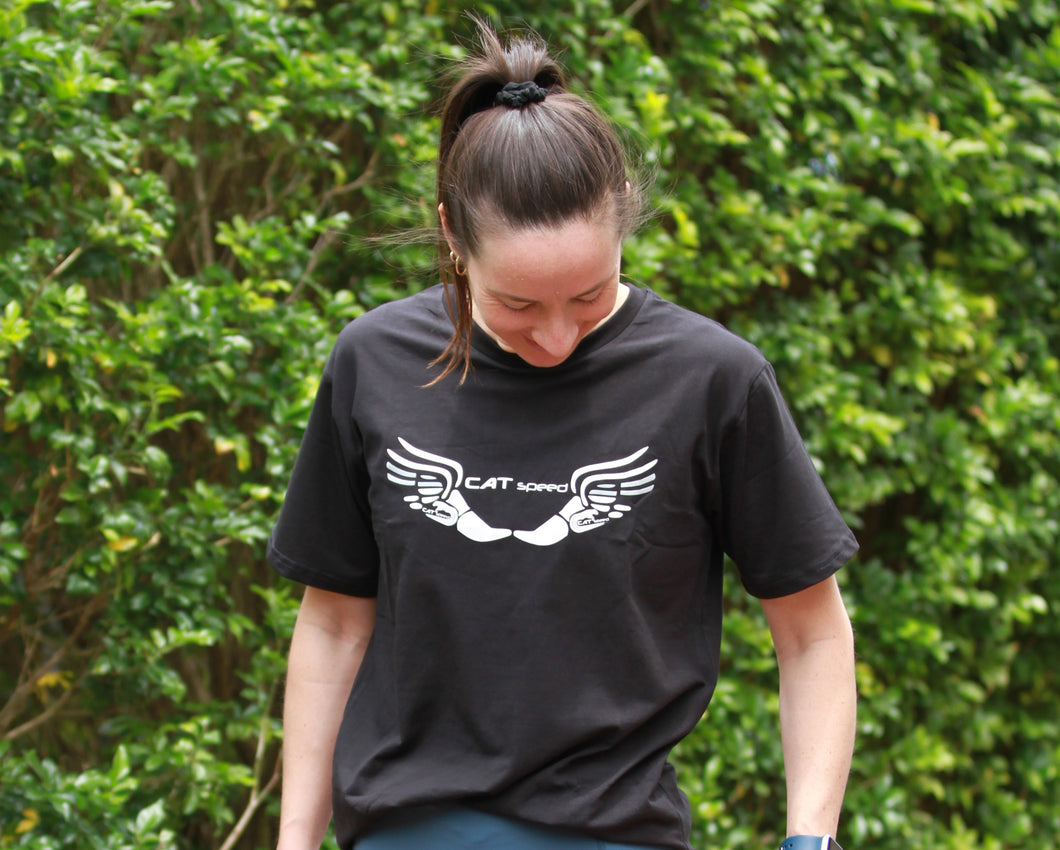 Catspeed Style Women Black/White T-shirt Fitness Apparel